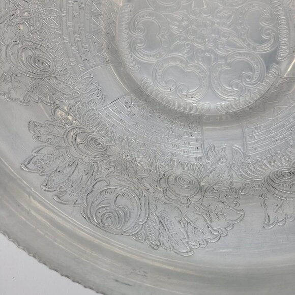 Vtg Hand Wrought Aluminum Serving Bowl Floral Roses Embossed Wilson Specialties - Picture 8 of 16